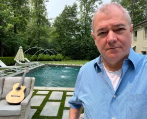 Poolside after playing a real estate open house